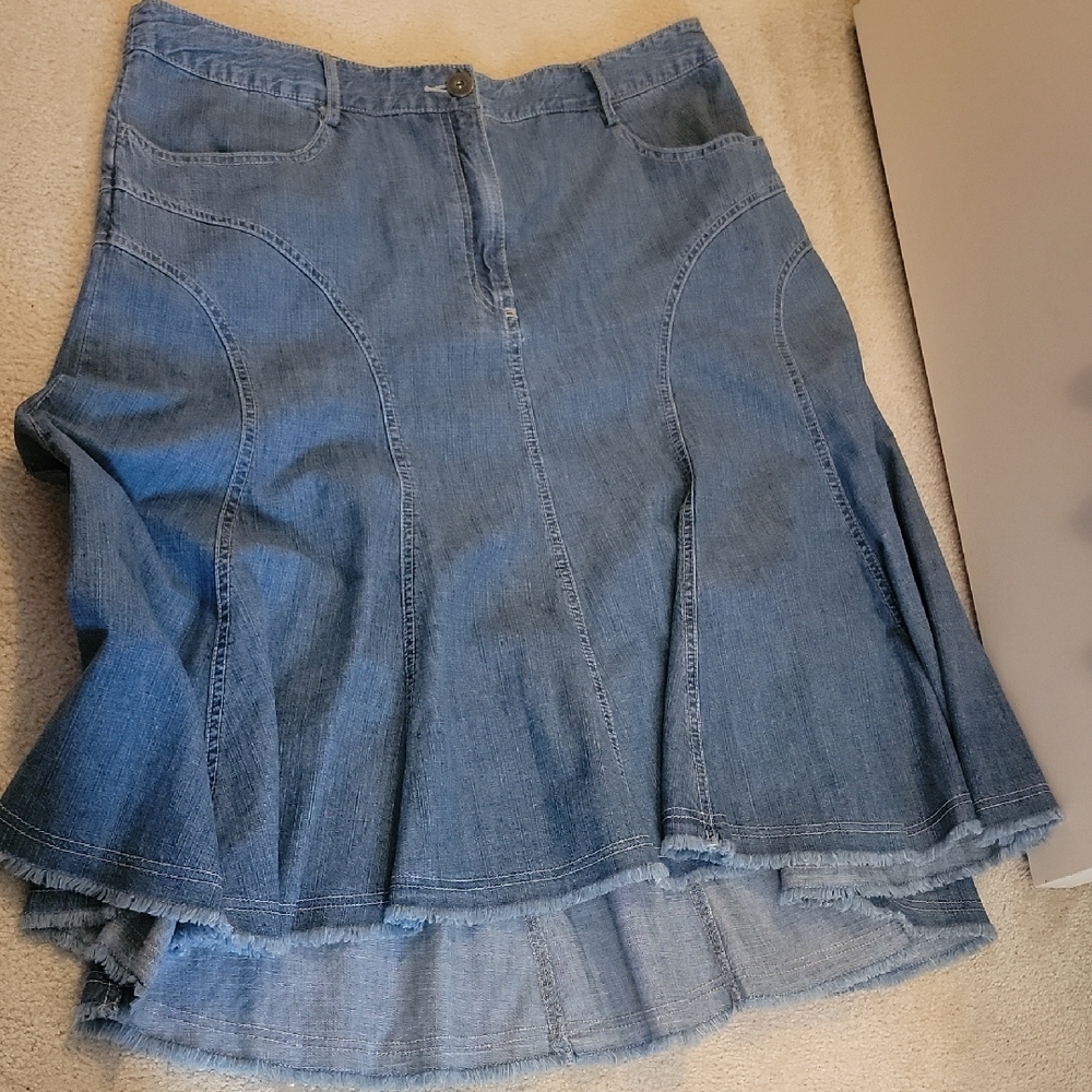 Faded Glory Blue Denim A-Line Skirt